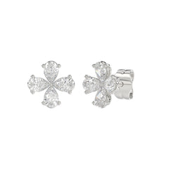 LADIES EARRINGS 1 1/3CT PEAR DIAMOND 14K WHITE GOLD