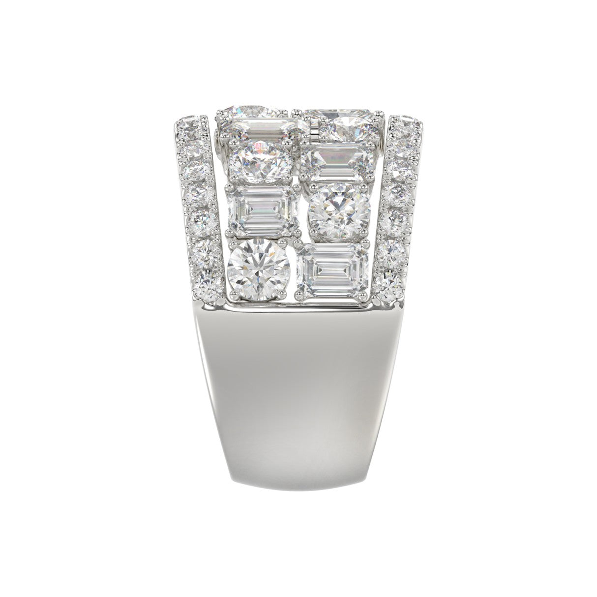 14K WHITE GOLD 5.00CT ROUND/EMERALD DIAMOND LADIES BAND