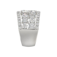 14K WHITE GOLD 5.00CT ROUND/EMERALD DIAMOND LADIES BAND