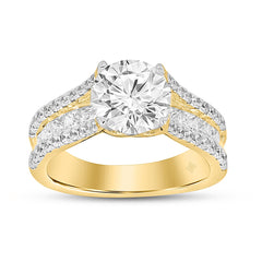 LADIES RING 3 1/2CT ROUND DIAMOND 14K YELLOW GOLD (CENTER STONE ROUND DIAMOND 2CT )
