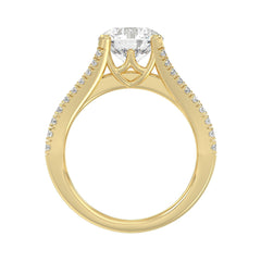 LADIES RING 3 1/2CT ROUND DIAMOND 14K YELLOW GOLD (CENTER STONE ROUND DIAMOND 2CT )
