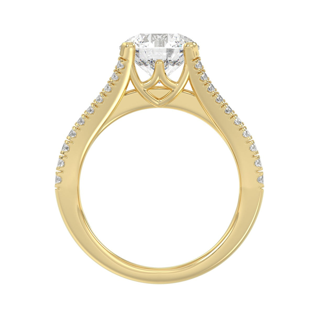 LADIES RING 3 1/2CT ROUND DIAMOND 14K YELLOW GOLD (CENTER STONE ROUND DIAMOND 2CT )