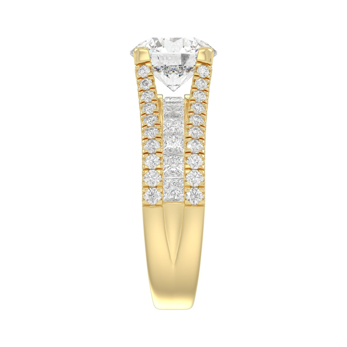 LADIES RING 3 1/2CT ROUND DIAMOND 14K YELLOW GOLD (CENTER STONE ROUND DIAMOND 2CT )