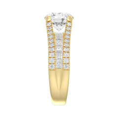LADIES RING 3 1/2CT ROUND/PRINCESS DIAMOND 14K YELLOW GOLD (CENTER STONE ROUND DIAMOND 2CT )