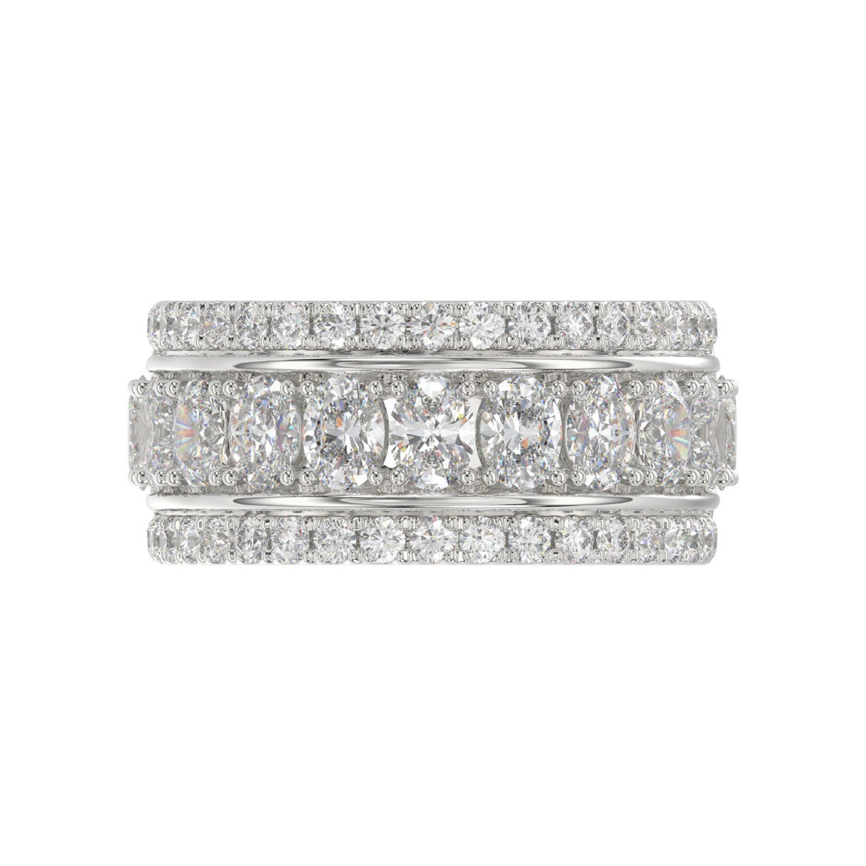 14K WHITE GOLD 2 1/4CT ROUND/OVAL DIAMOND LADIES BAND