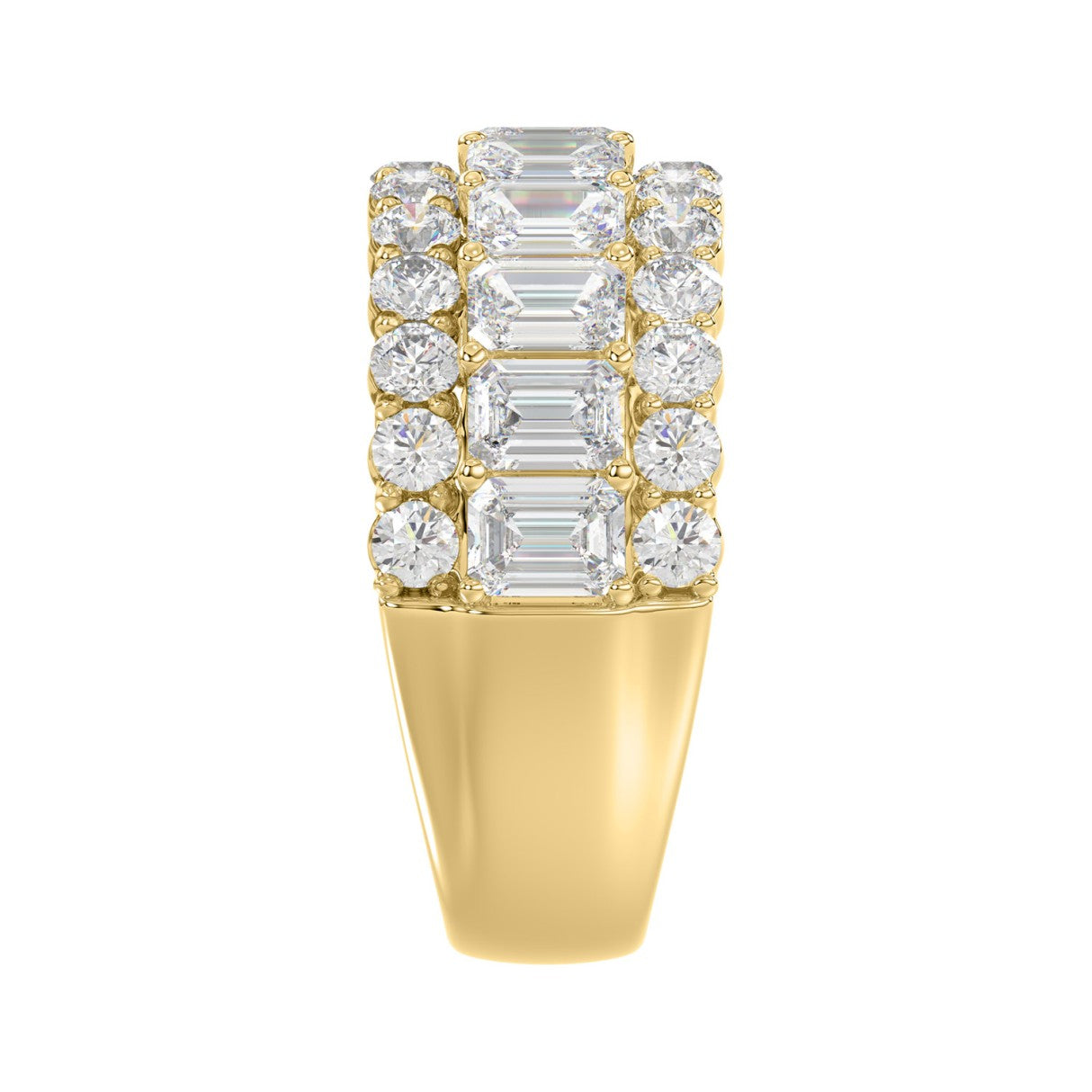 LADIES BAND 3 1/2CT ROUND/EMERALD DIAMOND 14K YELLOW GOLD