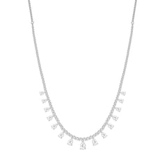 LADIES NECKLACES 5CT ROUND/PEAR DIAMOND 14K WHITE GOLD