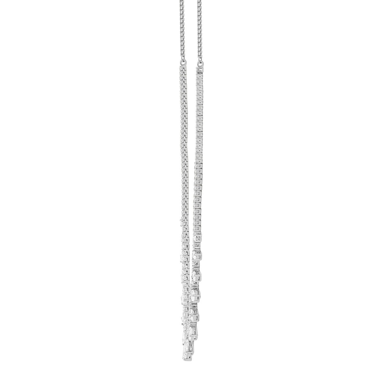 LADIES NECKLACES 5CT ROUND/PEAR DIAMOND 14K WHITE GOLD
