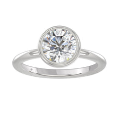 LADIES SOLITAIRE RING 2CT ROUND DIAMOND 14K WHITE GOLD (CENTER STONE ROUND DIAMOND 2CT )