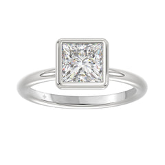 LADIES SOLITAIRE RING 2CT PRINCESS DIAMOND 14K WHITE GOLD (CENTER STONE PRINCESS DIAMOND 2CT )