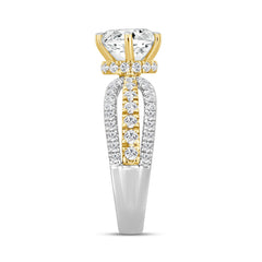 LADIES RING 2 3/4 CT ROUND DIAMOND 14K WHITE/YELLOW GOLD (CENTER STONE ROUND DIAMOND 2CT )