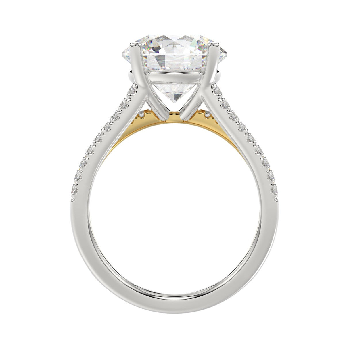 LADIES RING 3 5/8CT ROUND DIAMOND 14K WHITE/YELLOW GOLD (CENTER STONE ROUND DIAMOND 3CT )