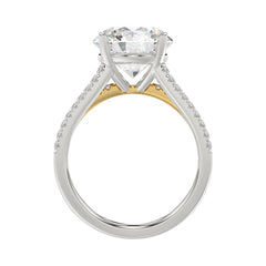 LADIES RING 3 5/8CT ROUND DIAMOND 14K WHITE/YELLOW GOLD (CENTER STONE ROUND DIAMOND 3CT )