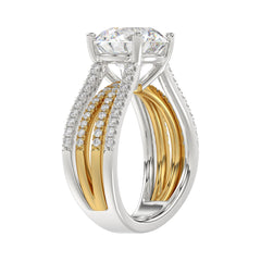 LADIES RING 3 5/8CT ROUND DIAMOND 14K WHITE/YELLOW GOLD (CENTER STONE ROUND DIAMOND 3CT )