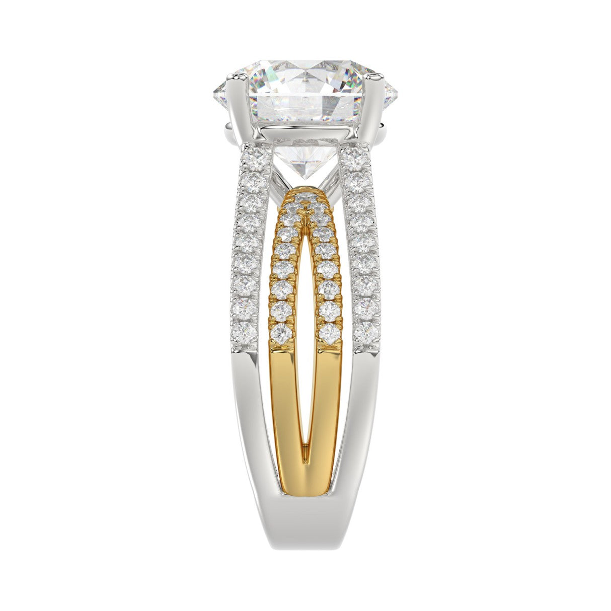 LADIES RING 3 5/8CT ROUND DIAMOND 14K WHITE/YELLOW GOLD (CENTER STONE ROUND DIAMOND 3CT )