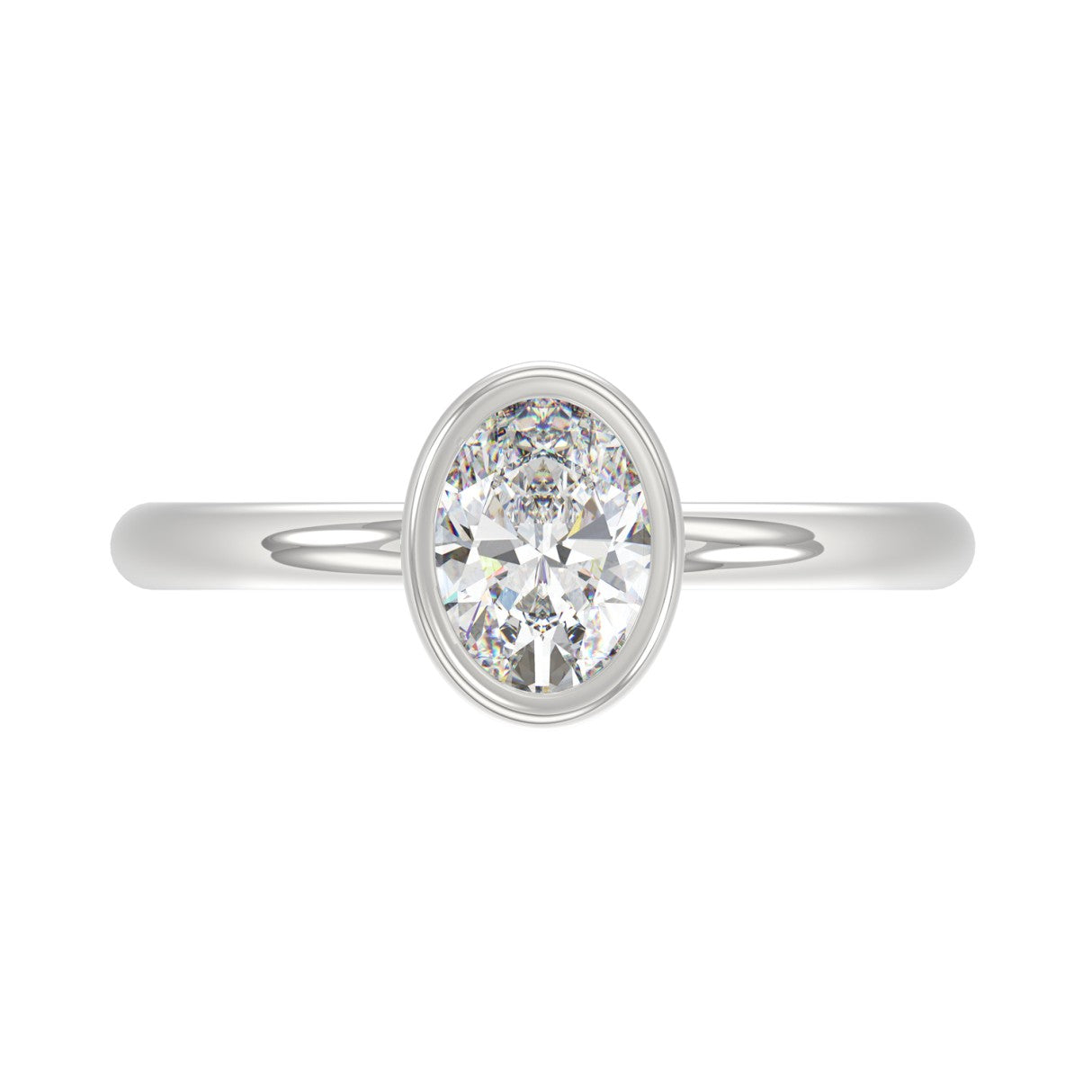 LADIES SOLITAIRE RING 1CT OVAL DIAMOND 14K WHITE GOLD (CENTER STONE OVAL DIAMOND 1CT )