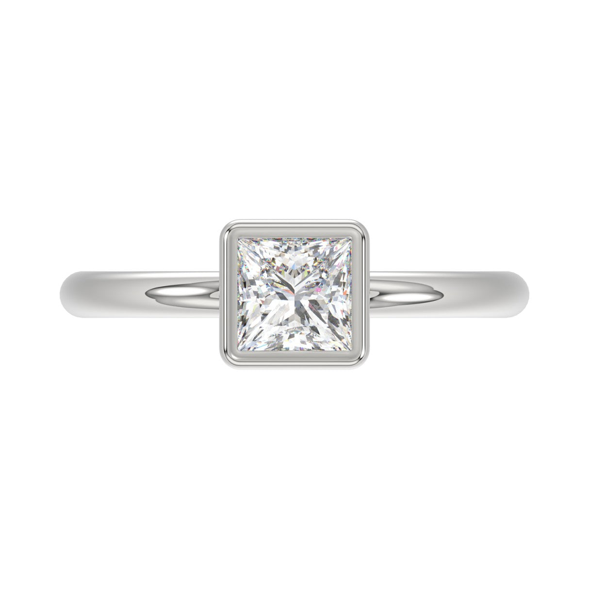 LADIES SOLITAIRE RING 1CT PRINCESS DIAMOND 14K WHITE GOLD (CENTER STONE PRINCESS DIAMOND 1CT )