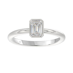LADIES SOLITAIRE RING 1CT EMERALD DIAMOND 14K WHITE GOLD (CENTER STONE EMERALD DIAMOND 1CT )
