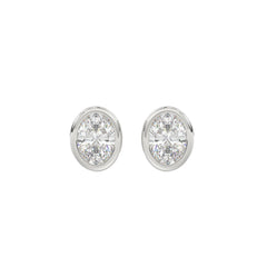 LADIES SOLITAIRE EARRINGS 2CT OVAL DIAMOND 14K WHITE GOLD