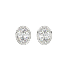 LADIES SOLITAIRE EARRINGS 3CT OVAL DIAMOND 14K WHITE GOLD