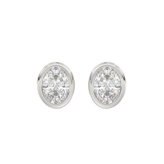 LADIES SOLITAIRE EARRINGS 3CT OVAL DIAMOND 14K WHITE GOLD