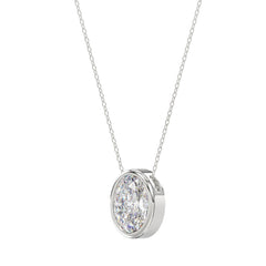LADIES SOLITAIRE PENDANT 1CT OVAL DIAMOND 14K WHITE GOLD WITH CHAIN