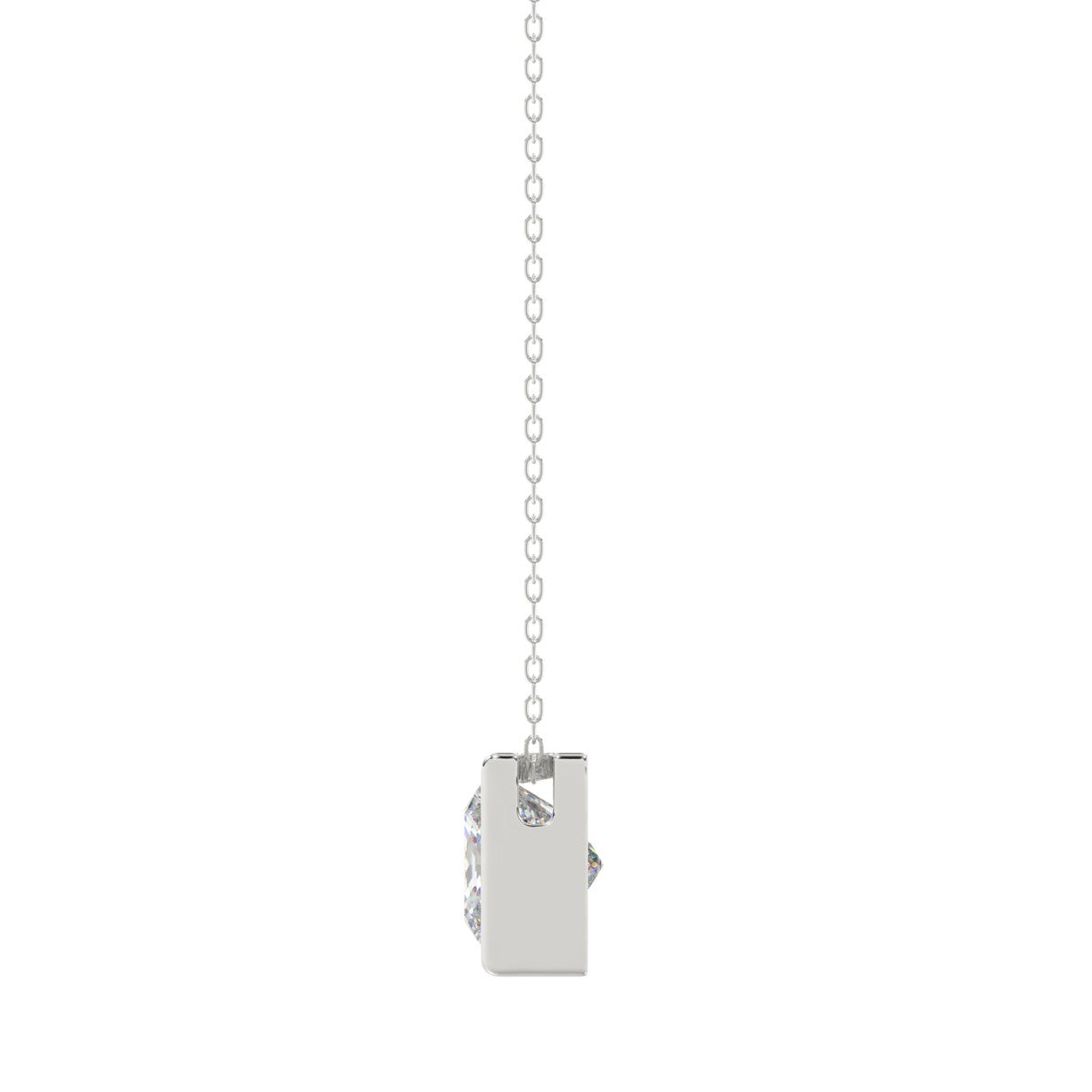 LADIES SOLITAIRE PENDANT 1CT PRINCESS DIAMOND 14K WHITE GOLD WITH CHAIN