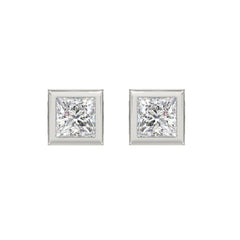 LADIES SOLITAIRE EARRINGS 3CT PRINCESS DIAMOND 14K WHITE GOLD