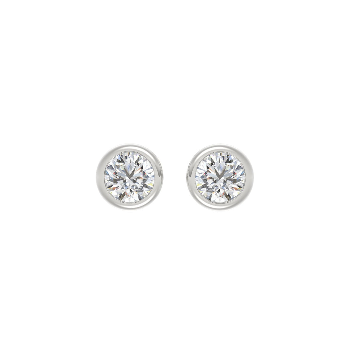 LADIES SOLITAIRE EARRINGS 2CT ROUND DIAMOND 14K WHITE GOLD