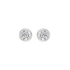 LADIES SOLITAIRE EARRINGS 2CT ROUND DIAMOND 14K WHITE GOLD