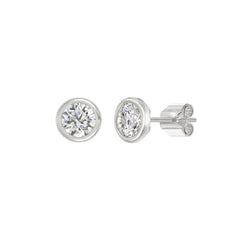 LADIES SOLITAIRE EARRINGS 2CT ROUND DIAMOND 14K WHITE GOLD