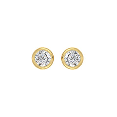 LADIES SOLITAIRE EARRINGS 2CT ROUND DIAMOND 14K YELLOW GOLD