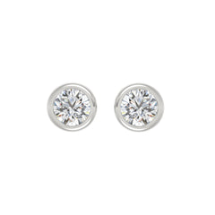 LADIES SOLITAIRE EARRINGS 3CT ROUND DIAMOND 14K WHITE GOLD
