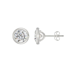 LADIES SOLITAIRE EARRINGS 3CT ROUND DIAMOND 14K WHITE GOLD