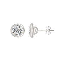 LADIES SOLITAIRE EARRINGS 3CT ROUND DIAMOND 14K WHITE GOLD