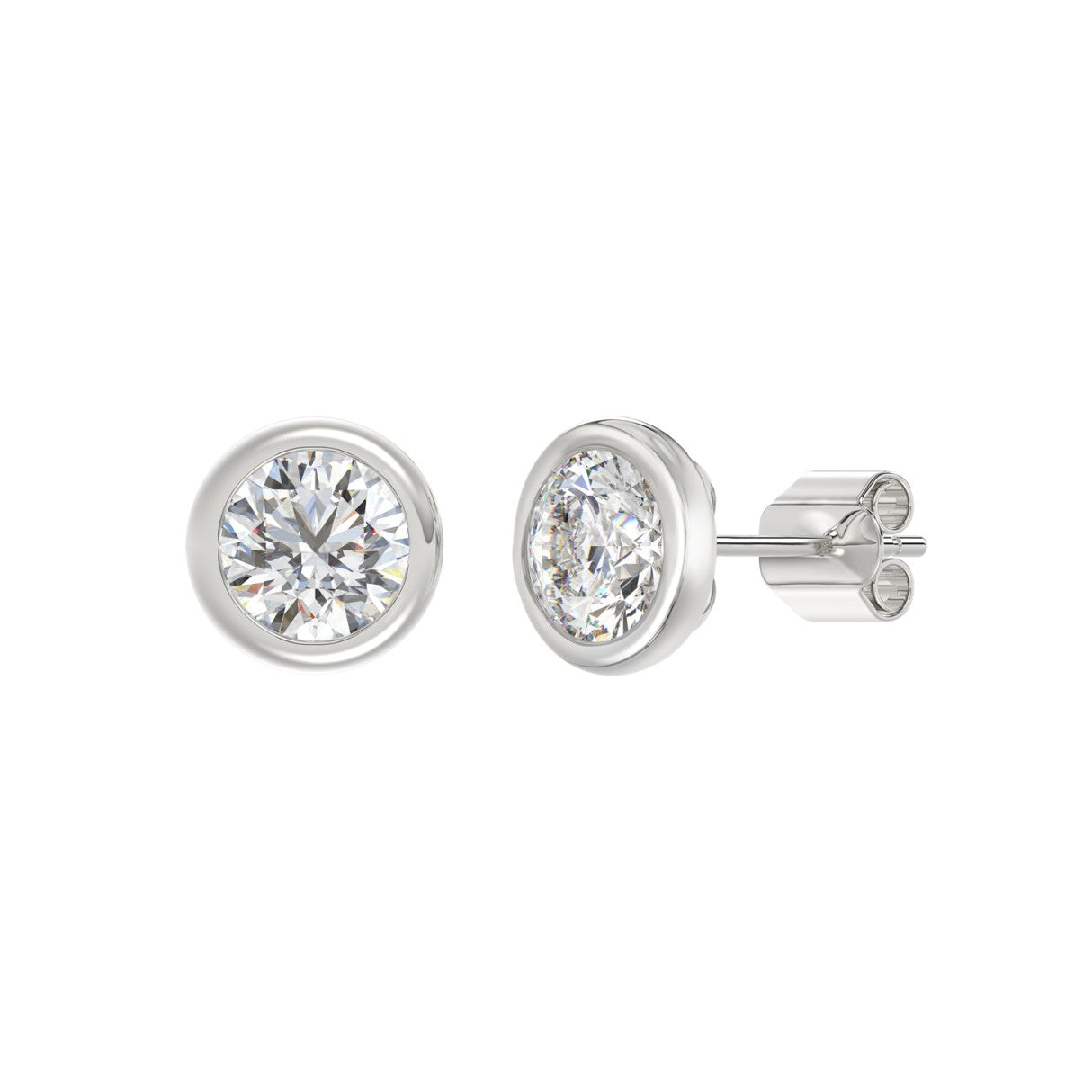 LADIES SOLITAIRE EARRINGS 3CT ROUND DIAMOND 14K WHITE GOLD