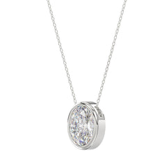 LADIES SOLITAIRE PENDANT 2CT OVAL DIAMOND 14K WHITE GOLD