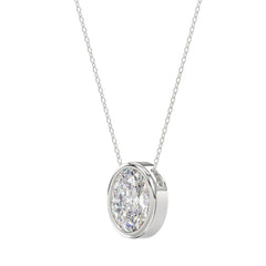 LADIES SOLITAIRE PENDANT 2CT OVAL DIAMOND 14K WHITE GOLD