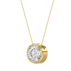 LADIES SOLITAIRE PENDANT 2CT ROUND DIAMOND 14K YELLOW GOLD