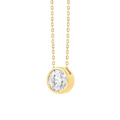 LADIES SOLITAIRE PENDANT 3CT ROUND DIAMOND 14K YELLOW GOLD