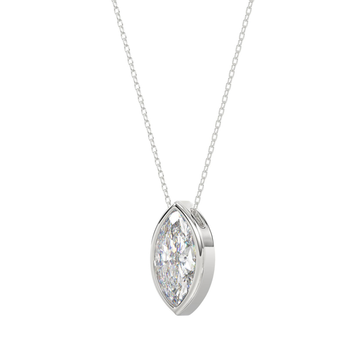 LADIES SOLITAIRE PENDANT 2CT MARQUISE DIAMOND 14K WHITE GOLD
