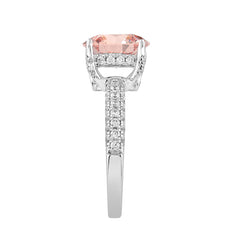 ETERNAL BLUSH COLLECTION LADIES RING 2 3/4CT ROUND/OVAL DIAMOND 14K WHITE GOLD (CENTER STONE PINK OVAL DIAMOND 2CT)