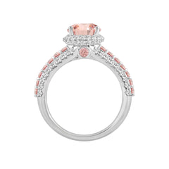 ETERNAL BLUSH COLLECTION LADIES RING 3 1/4CT ROUND/PEAR DIAMOND 14K WHITE GOLD (CENTER STONE PINK PEAR DIAMOND 2CT)