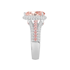 ETERNAL BLUSH COLLECTION LADIES RING 3 1/4CT ROUND/PEAR DIAMOND 14K WHITE GOLD (CENTER STONE PINK PEAR DIAMOND 2CT)