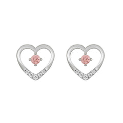 ETERNAL BLUSH COLLECTION LADIES EARRINGS 1/3CT ROUND DIAMOND 14K WHITE GOLD (CENTER STONE PINK ROUND DIAMOND 1/5CT)