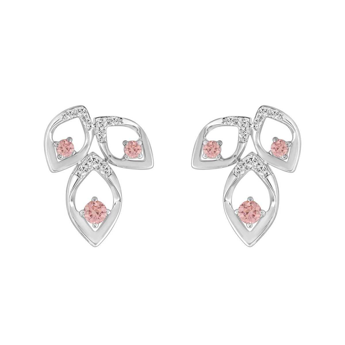 LADIES EARRINGS 1/2CT ROUND DIAMOND 14K WHITE GOLD (CENTER STONE ROUND DIAMOND 1/3CT )