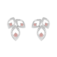 LADIES EARRINGS 1/2CT ROUND DIAMOND 14K WHITE GOLD (CENTER STONE ROUND DIAMOND 1/3CT )