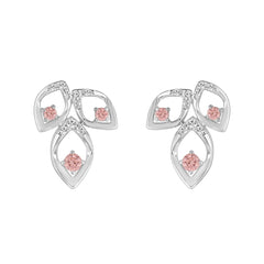 ETERNAL BLUSH COLLECTION LADIES EARRINGS 1/2CT ROUND DIAMOND 14K WHITE GOLD (CENTER STONE PINK ROUND DIAMOND 1/3CT)
