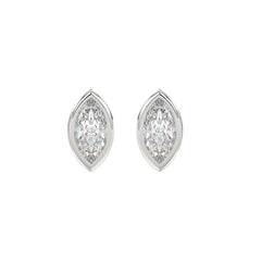 LADIES SOLITAIRE EARRINGS 2CT MARQUISE DIAMOND 14K WHITE GOLD