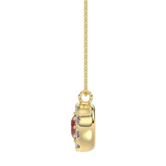 14K YELLOW GOLD 1.00CT ROUND/RUBY DIAMOND LADIES PENDANT (CENTER STONE ROUND RUBY DIAMOND 5/8CT)